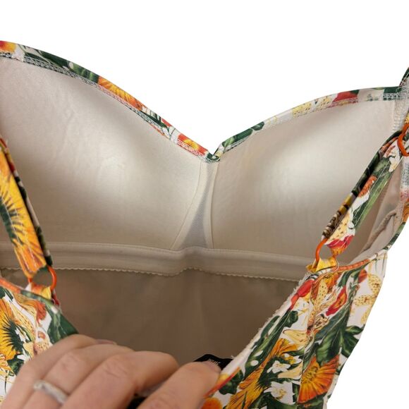 Niptuck Swim Green Orange Floral Sunflower Green One Piece Swimsuit Women's 8 - Picture 4 of 8